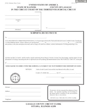 Subpoena Duces Tecum