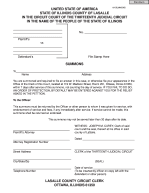 Illinois Circuit Court Summons