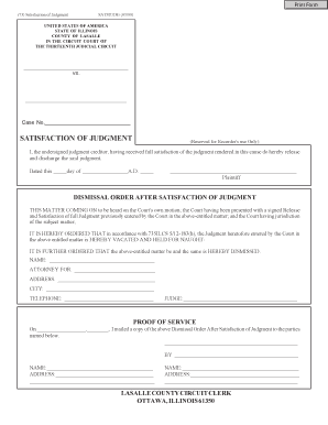 Satisfaction of Judgment Form