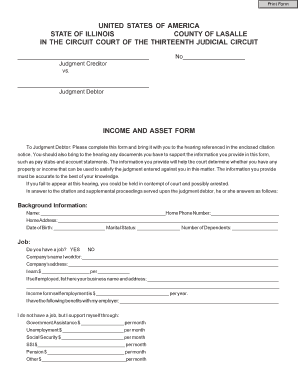 Illinois Income and Asset Form