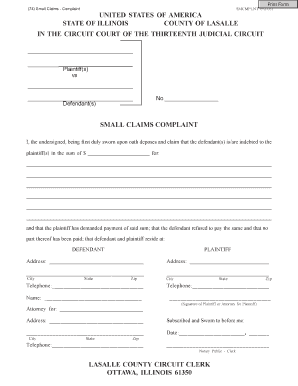 Illinois Small Claims Complaint Form