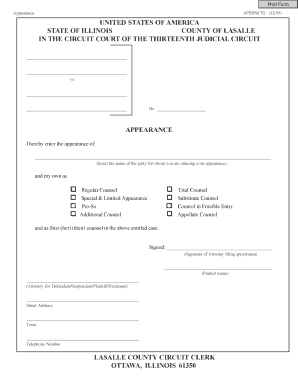 Illinois Court Appearance Form