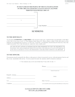 Illinois Parentage Act Summons