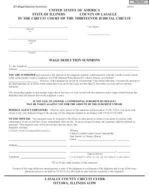 Wage Deduction Summons