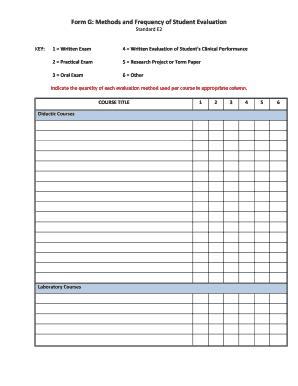 Form G: Student Evaluation Methods