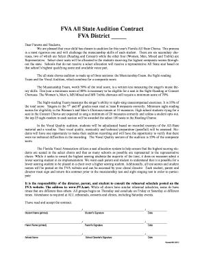 Florida All State Chorus Audition Contract