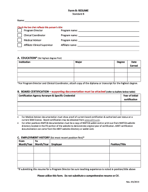 Resume Application Form