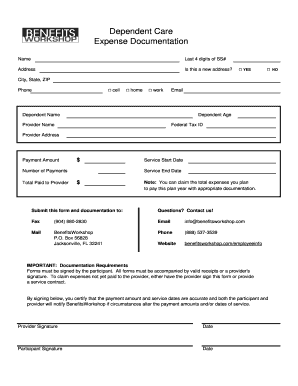 Dependent Care Expense Documentation