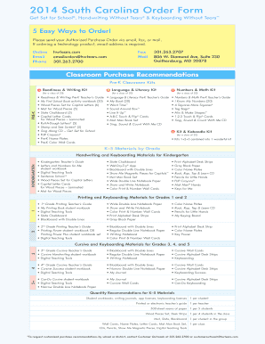 2014 South Carolina Order Form