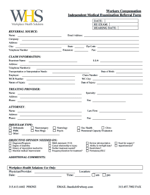 Workers Compensation Independent Medical Examination Referral Form