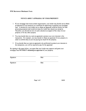 PIW Borrowers Disclosure Form