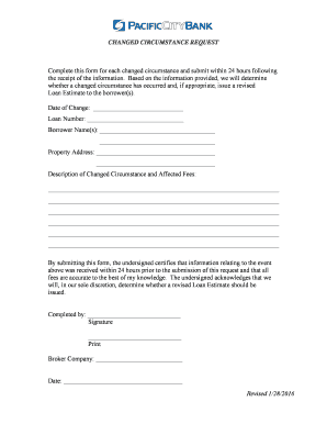 Changed Circumstance Request Form
