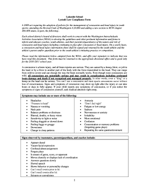 Lystedt Law Compliance Form