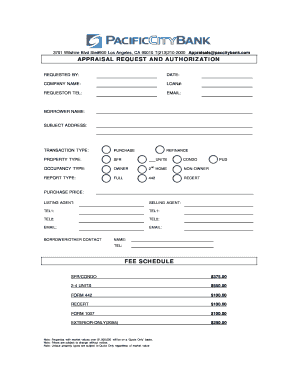 Appraisal Request and Authorization Form