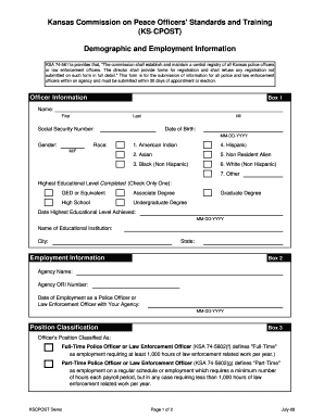 Kansas Police Officer Registration Form