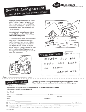 Secret Bible Donation Form