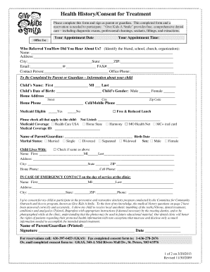 Health History/Consent for Treatment