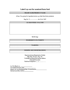 Animal Feed Label Layout