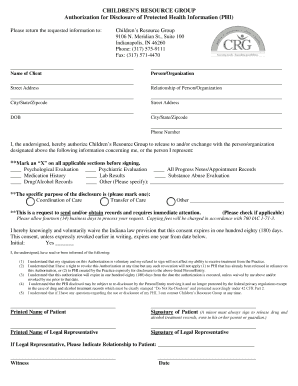 Authorization for Disclosure of Protected Health Information