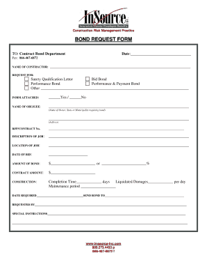 Construction Bond Request Form