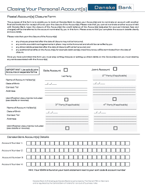 Danske Bank Account Closure Form