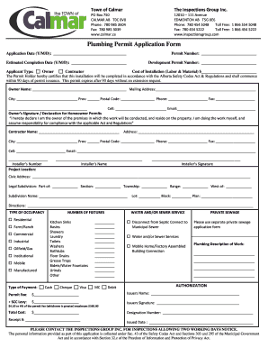 Plumbing Permit Application Form