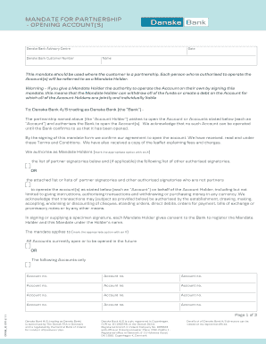 Mandate for Partnership Opening Account