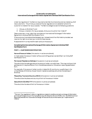 International Exchange of Information Agreement Individual Self-Certification Form