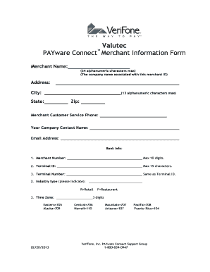 PAYware Connect Merchant Information Form