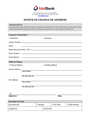 Notice of Change of Address