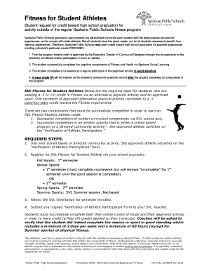 Spokane Public Schools Fitness Credit Request