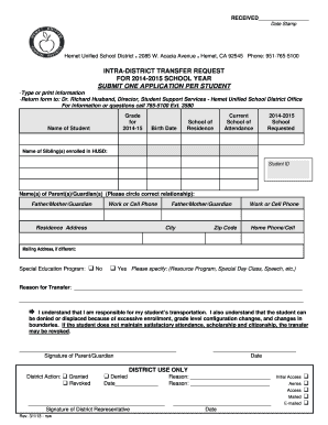 Intra-District Transfer Request Form