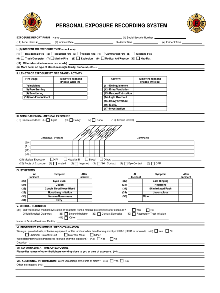 Exposure Form - Edison Fire Fighters Association IAFF Local 1197 - iafflocal3249 Preview on Page 1