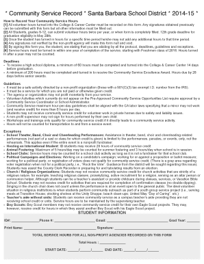 Community Service Record Form