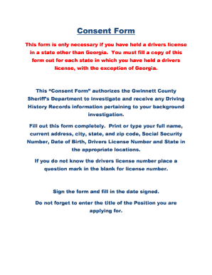 Georgia Driver License History Consent Form