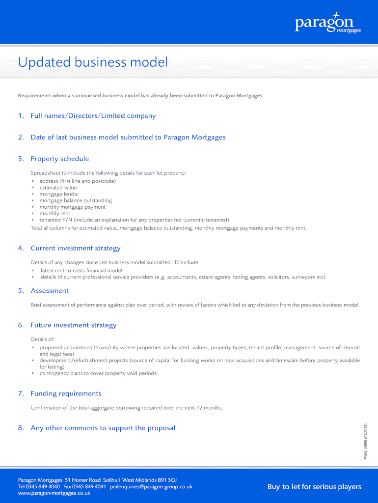 Fillable Online Updated business model Paragon Mortgages Fax Email
