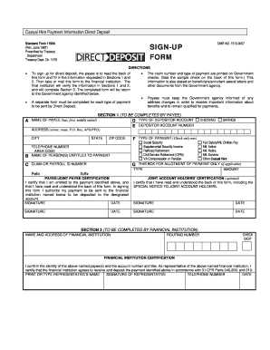 Standard Form 1199A Direct Deposit Authorization