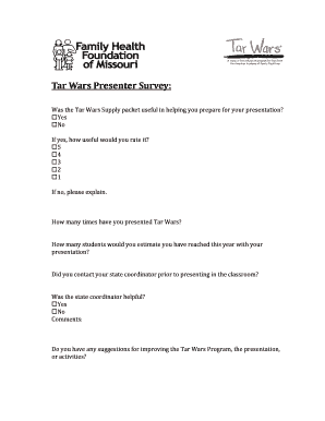 Tar Wars Presenter Survey