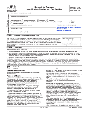 IRS Form W-9 Request for Taxpayer Identification Number