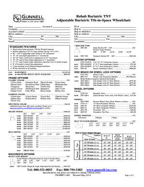 Adjustable Bariatric Tilt-in-Space Wheelchair Order Form