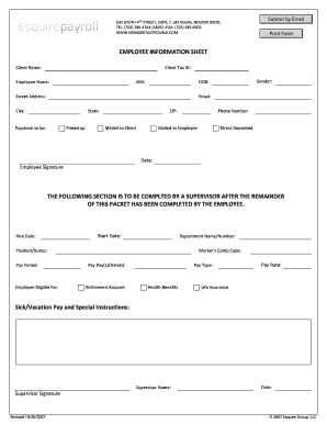 Employee Information Sheet