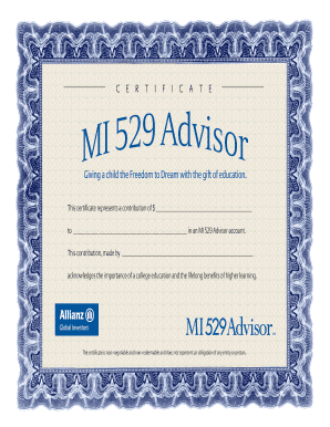 Michigan 529 College Savings Certificate