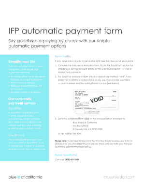Blue Shield Automatic Payment Authorization Form