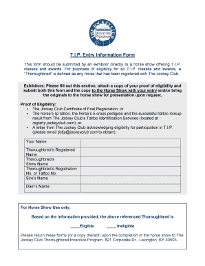 T.I.P. Entry Information Form