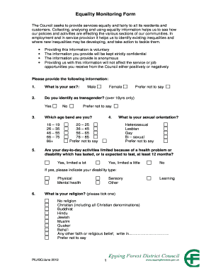 Equality Monitoring Form