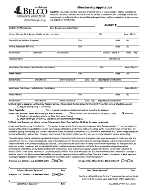 Belco Community Credit Union Membership Application