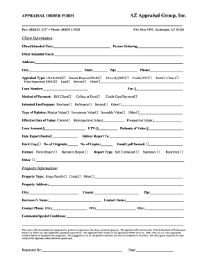 Appraisal Order Form