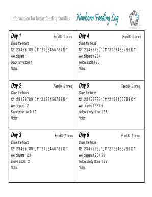 Newborn Feeding Log