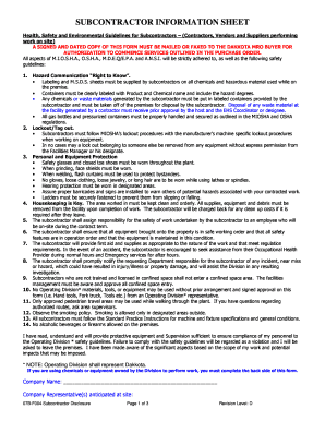 Subcontractor Safety Compliance Form