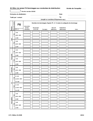 86 Bloc de saisie F6 Dommages aux conduites de distribution